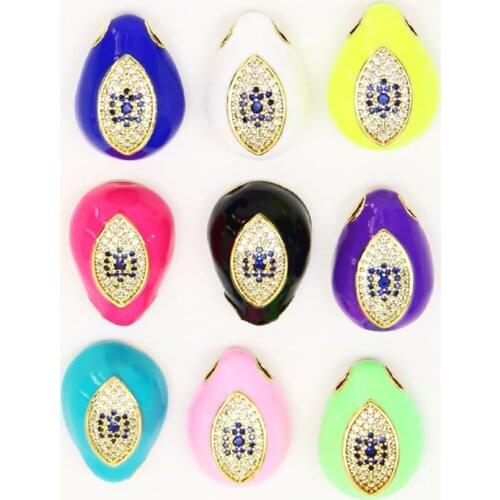 10 Pieces Enamel Zircon Eyes Pendant Charms Fashion Drop shape Pendant Jewelry Pendant Accessories Necklace 51774