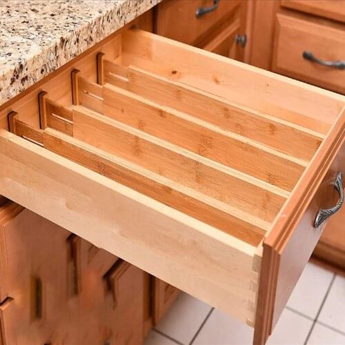 4pcs/set Bamboo Drawer Divider Drawer Organize Adjustable Space Expandable Shelf Divider Underwear Socks Bra Storage Box Tool