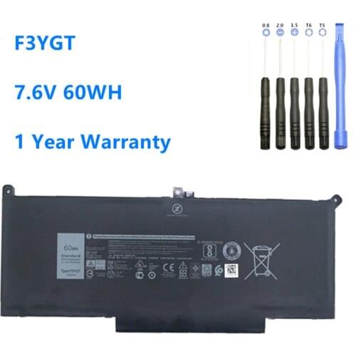 F3YGT Laptop Battery For DELL Latitude 12 7000 7280 7480 DM3WC 0DM3WC 2X39G F3YGT 7.6V 60WH