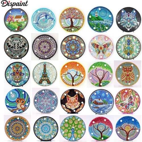 Dispaint Diamond Painting LED Lamp Light Mandala 5D Diamond Embroidery Landscape Rhinestones DIY Diamond Christmas Halloween
