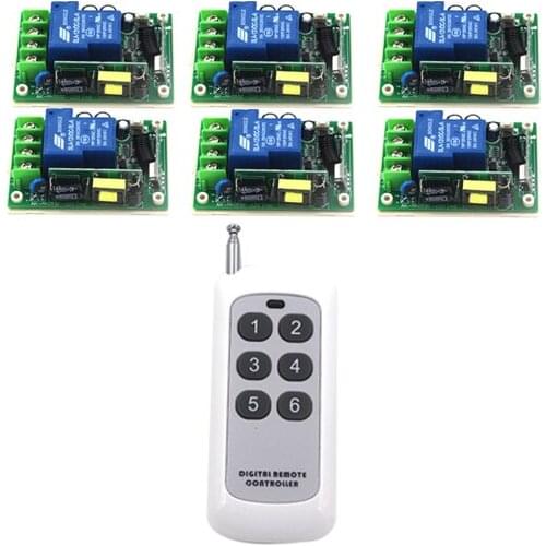 Wireless AC 85V-250V 30A Remote Control Switch 1 Transmitter + 6 Receiver Set Remote ON OFF Toggle/ Momentary Adjusted SKU: 5283