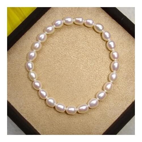 Natural 7MM Size Freshwater Pearl Bracelet ELASTIC Bangle Fashion Jewelry, 30pcs/lot+Free Shipping