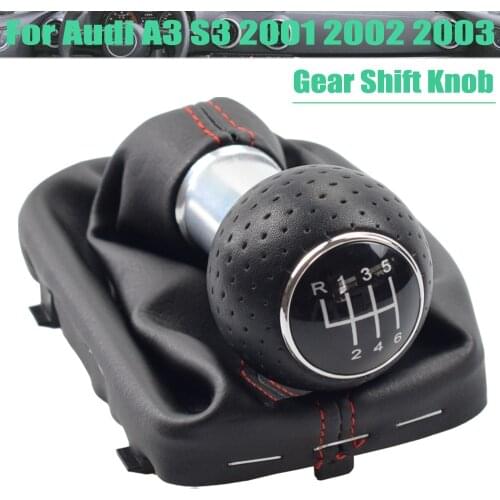 Car Styling Manual Gear Shift Shifter Lever Knob Gaiter Boot Cover Case Collar For Audi A3 S3 2001 2002 2003 Car 5 6 Speed