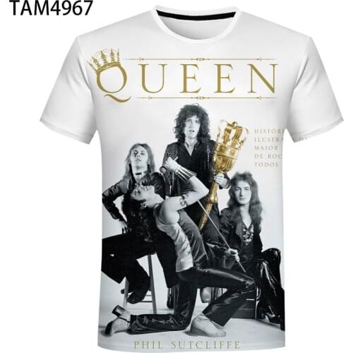 British Rock Band Queen Summer New Punk 3D Mens Womens Short Sleeve T-Shirt Casual Boys Girls Childrens Loose Oversized Top