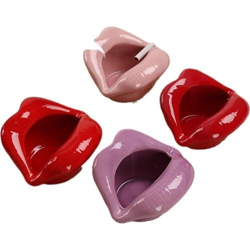 Ceramic Mouth Ashtray Interesting Bar Props Big Red Lip Ash Tray Outdoor Bar Cigaret Storage Tray Private Smoking Accessories