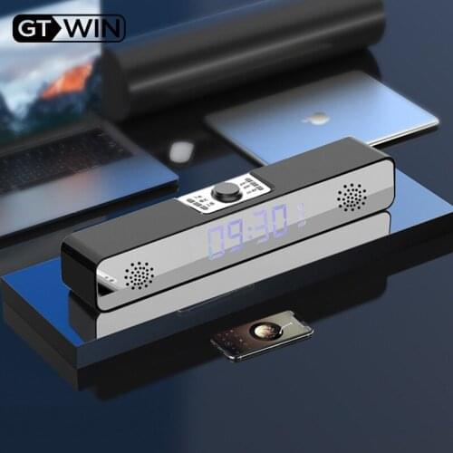Computer Speakers Stereo USB Powered Mini Soundbar Speaker Volume Control Clock Alarm For PC Tablets Desktop Cellphone Laptop