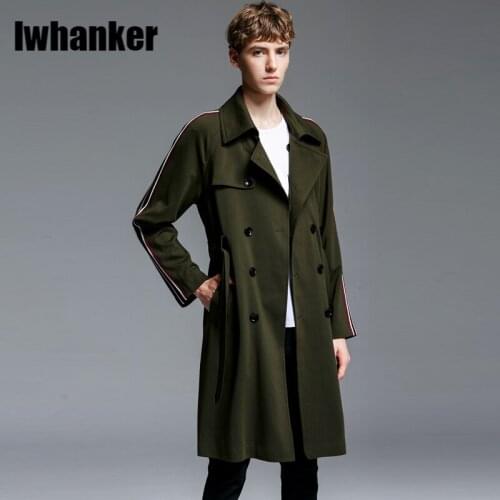 Lu Mens Coats Autumn Winter Men Long Style Male Windbreaker Fashion Coat Casual Double Breasted Adjustable Waist Man Trench