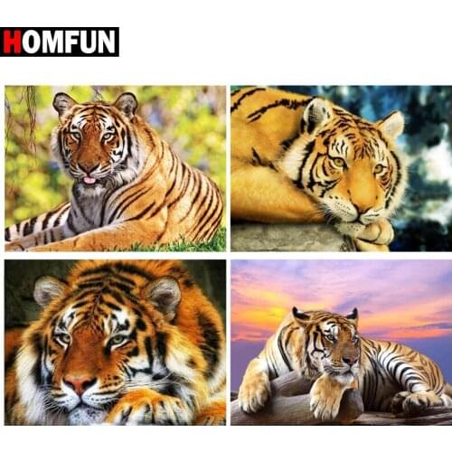 HOMFUN 3D Diamond Painting "Animal tiger" DIY Full Rhinestones Drill Cross-stitch Kits Square Round Diamond Embroidery