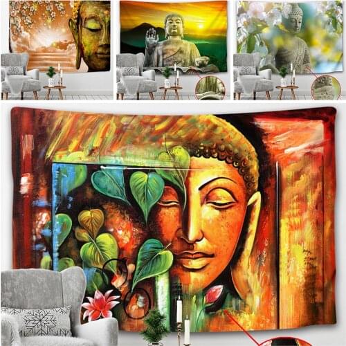Gold Buddha Wall Hanging Flower Mandala Indian Tapestry Art Wall Blanket Tenture Mural Wall Cloth Home Decor