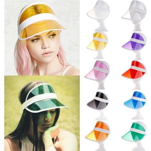 New Summer Colorful PVC Hat Sun Visor Party Casual Hat Clear Plastic Adult Sunscreen Cap