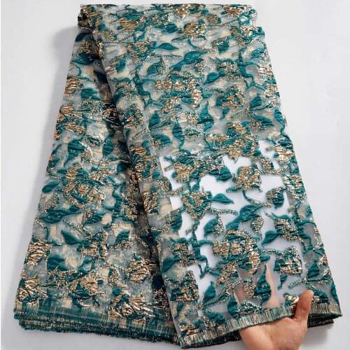 Latest French Brocade Lace Fabric 2021 High Quality African Lace Fabric Embroidered Gilded Jacquard Lace For Wedding Dress S2578