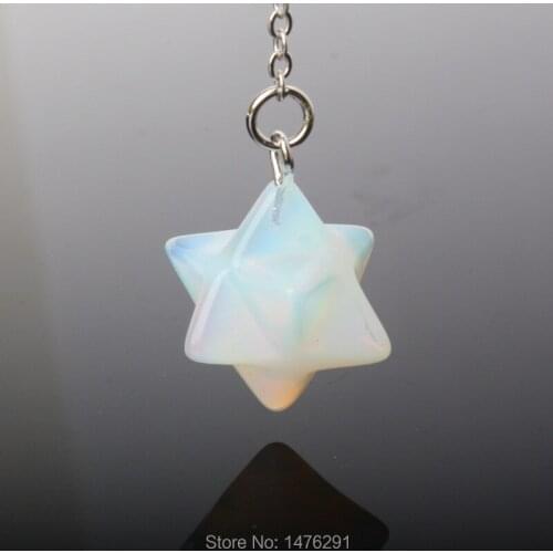 NEW 16x16MM Opal Merkabah Pendulum Pendant With Chain 1PCS