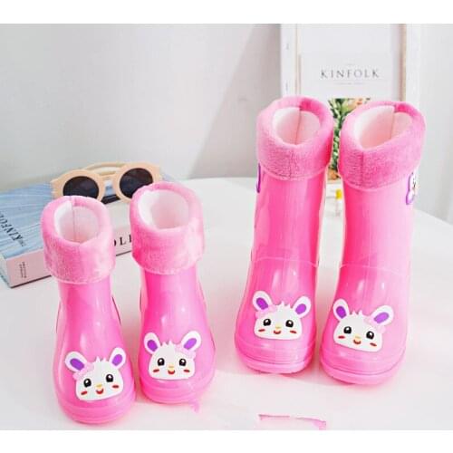 2019 New Baby Kids Cute Rain Boots Children Princess Add Cotton Warm Waterproof Water Shoes Boys Girls Soft Non-slip RainBoots