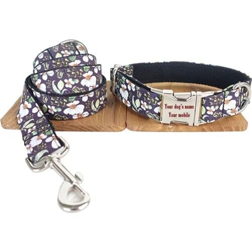 New Graceful Small Flowers High-Grade Stable Durable 1.1/1.2 Meter Dog Traction Rope Leashes Pet Collar Leads Set