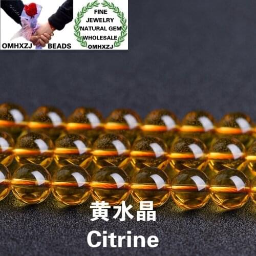 OMHXZJ Wholesale ZB151 4 6 8 10 12mm DIY Bracelet Necklace Jewelry Making Accessories Natural Stone Hot Fine Citrine Round Beads