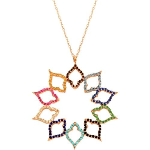 Sun Necklace Sunflower Necklace Multicolor 925 Sterling Silver Bijoux Collares Mujer Collier Femme Vintage Bohemian Fashion New