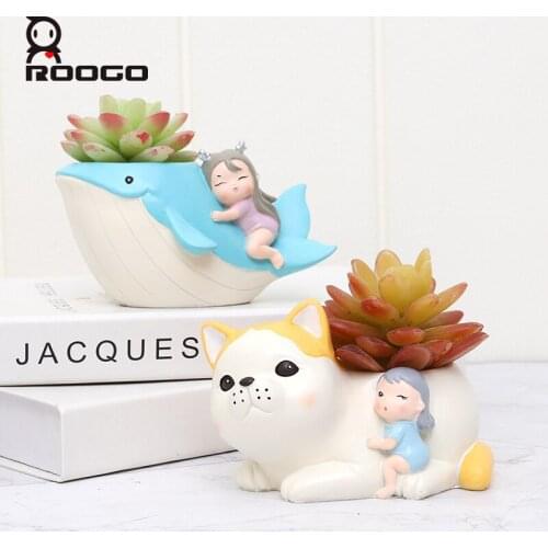 Roogo Plant And Succulent Pot The Fairy Tale Girl With Her Pets Lovely Home Desktop Decoration Childs Gift For Birthday Bonsai