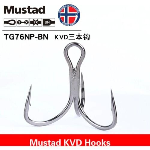 Mustad TG76 KVD Fishing Hooks Strong Three Anchor FishHooks High Carbon Steel Treble Hooks Sea Carp Fishing Worm Lure Rock Hooks
