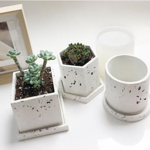 Silicone Concrete Mold for Pot Silicone Plants Pot Molds Concrete Terrazzo Round Pot Mold DIY Vessel Mold Plaster Clay Mold