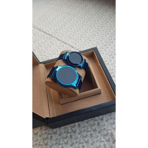 Unisex Blue Magnet Touch Led Wrist Watches