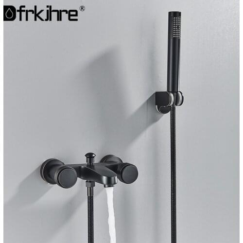 Bathroom Tub Faucet Waterfall Spout Dual Handle Mixer Tap With Hand Shower Wall Mounted Bath Faucet Bathtub Faucet Baignoire