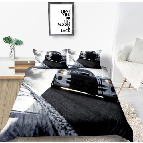 Sporty Car Bedding Set Single Fashionable 3D Duvet Cover For Young Man King Queen Twin Full Single Double Comfortable Bed Set