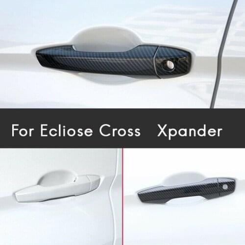 Carbon Fiber Car Exterior Outside Door Handle Protector Cover Trim for Mitsubishi Xpander / Eclipse Cross 2018-2020