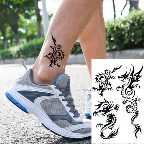 Waterproof Temporary Tattoo Sticker Black Dragon Animal Design Fake Tatoo Flash Tatto Arm Leg Body Art for Girl Women Men