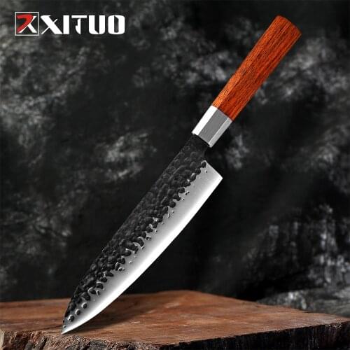 XITUO 8 inch Chef Knives Professional Octagonal Handle Forging High Carbon Steel Cleaver Kitchen Knife Cooking Tools