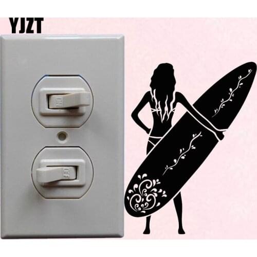 YJZT Sexy Girl Surfing Water Sports Bedroom Vinyl Wall Decal Switch Sticker Decor Nice-quality 8SS2199