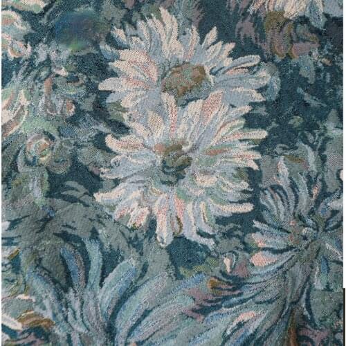 Width 59'' Blue White Oil Painting Simple Fashion Jacquard Fabric By The Half Yard For Coat Dress Hand Bag Tablecloth Material