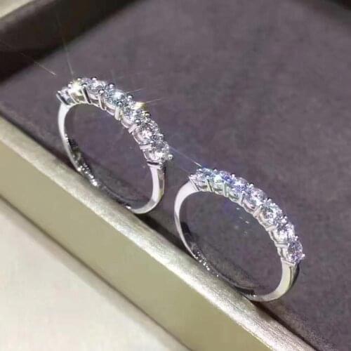 2021 Simple Eternity ring Real 925 Sterling silver Pave Diamond cz Engagement Wedding Rings for women Bridal Fine Party Jewelry