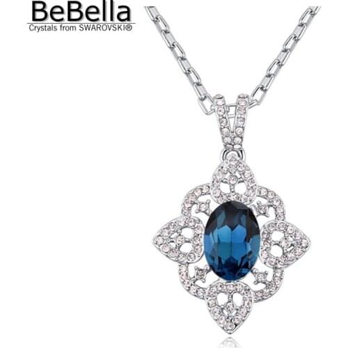 BeBella Classic flower shape style Rhodium Plated necklace for woman made with Crystals from Swarovski for women gift