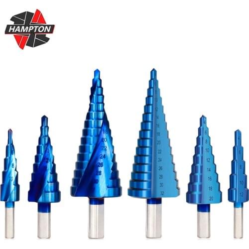 1pc 4-12/20/32mm HSS Triangle Shank Step Drill Bit Nano Blue Coated Twist Straight/Spiral Groove Bits Hole Cutter for Wood Metal