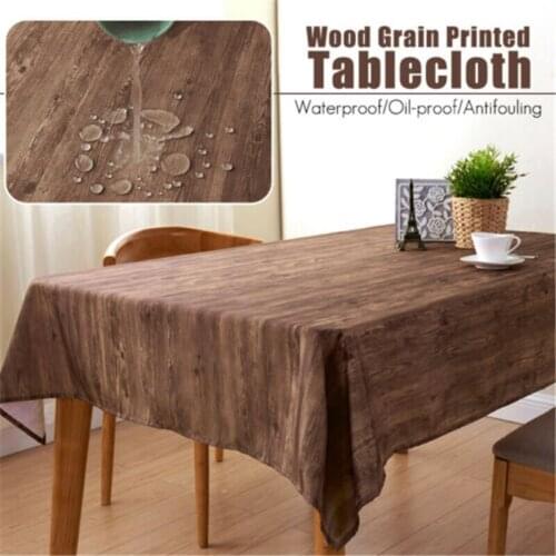 1Pc Creative Polyester Wood Printed Tablecloth Rectangle Waterproof Oil-proof Tea Table Cover Dinning Table Decoration