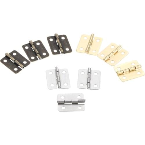 10 Pcs 18*16mm Vintage Door Cabinet Luggage Hinges Jewelry Wood Box Hinge Furniture Decor with Screws Antique Bronze/Silver/Gold