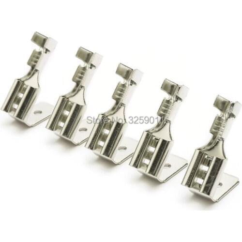 100pcs AWG 20-14 Gauge Non Insulated Piggy Back Spade Electrical 6.3mm Quick Splice Crimp Terminals Connectors Silver