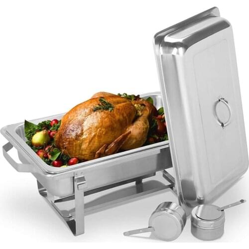 2 Piece/Set Stainless Steel Food Warmer Roll Top Chafing Dish Heating Trays Set of 2 Chafing Folding Dish stove