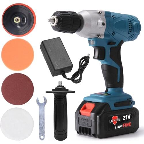 800W 21V 2 In 1 Electric Drill Polishing Machine Handheld Portable Polishing Machine Stepless Variable Speed Function Detachable