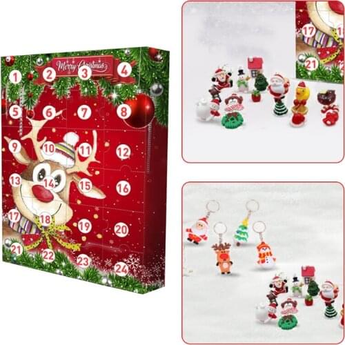 24Pcs Assorted Christmas Tree Ornaments Countdown Advent Calendar DIY Miniature