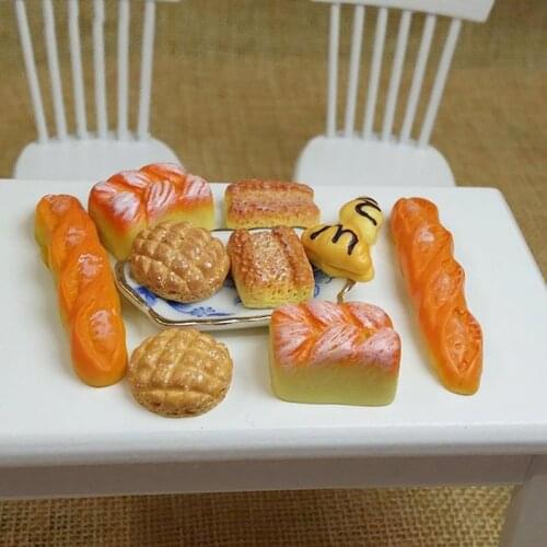 6pcs/set Simulation Mini Bread Pretend Play Toy 1:12 Dollhouse Resin Simulation Food Kitchen Scene Decor Dollhouse Accessories