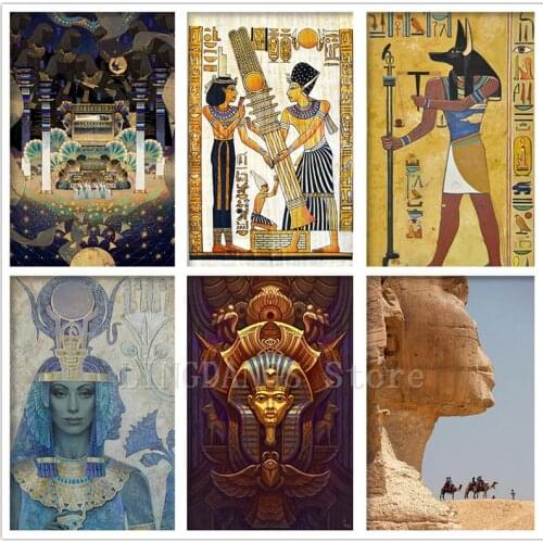 5D DIY Full Drill Diamond Painting Egyptian Ancient Civilization Figures Diamond Mosaic Landscape Embroidery Cross Stitch Decor