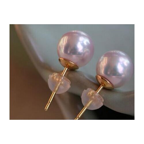 Noble jewelry PAIR 8-9mm AAA natural AKoya white round pearl stud earring 14k
