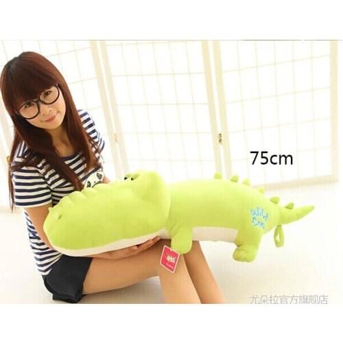 Large 75cm cartoon crocodile plush toy throw pillow, birthday gift w8528