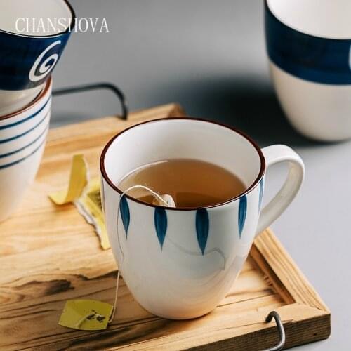 CHANSHOVA 350ml modern style ceramic cup Chinese porcelain coffee handle cup personality milk tea cup water cup H322