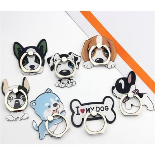 Cute Dog Bones Bulldog Mobile Phone Stand Holder Finger Ring Mobile Smartphone Holder Stand For iPhone Huawei All Phone