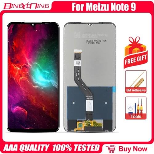 For Meizu note 9 Touch Screen Digitizer + for Meizu note 9 LCD Display 6.2" Cellphone Black Color IPS 2244*1080