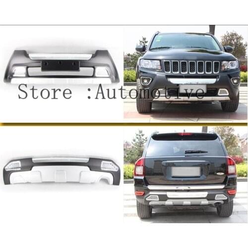 For Jeep Compass 2014 2015 2016 Chrome Front + Rear high quality aluminum alloy plastic bumper before and after decoration