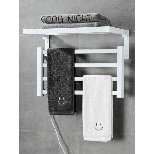 New Arrival Classic Black Foldable Electric towel rack Aluminium alloy towel warmer rack black bathroom towel warmer electric