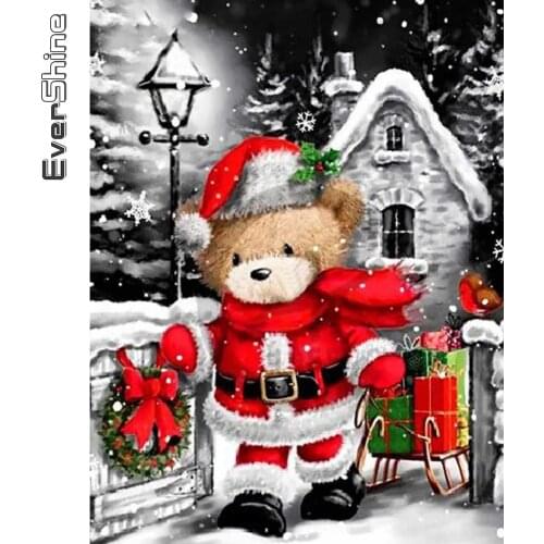 Evershine Diamond Painting Bear Cross Stitch 5D DIY Diamond Embroidery Cartoon Picture Rhinestone Mosaic Christmas Handmade Gift